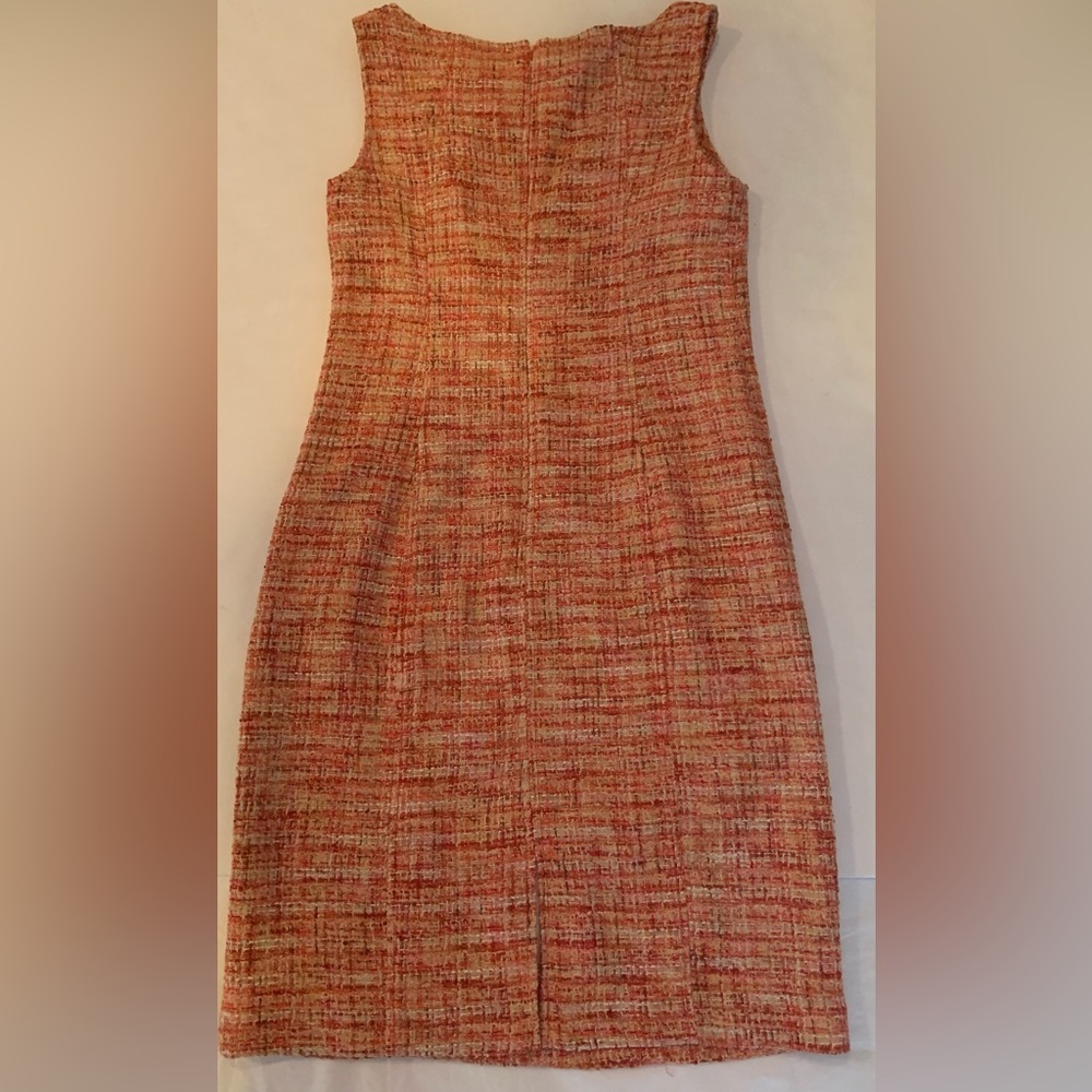 Talbots Pink Orange Red Tweed Sheath Dress Sleeveless Women’s Size 8 NWT - Picture 10 of 10